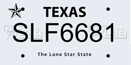 SLF6681 Texas License Plate