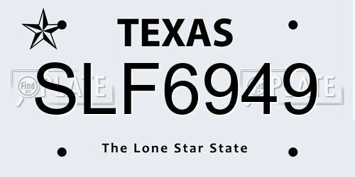 SLF6949 Texas License Plate