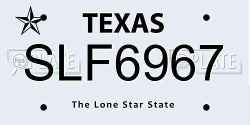 SLF6967 Texas License Plate