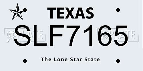 SLF7165 Texas License Plate