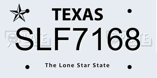 SLF7168 Texas License Plate