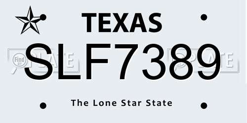 SLF7389 Texas License Plate