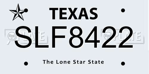 SLF8422 Texas License Plate