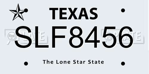 SLF8456 Texas License Plate
