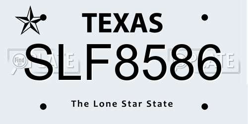 SLF8586 Texas License Plate