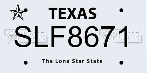 SLF8671 Texas License Plate