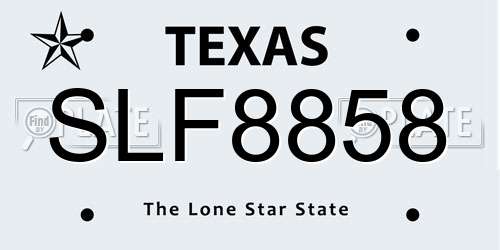 SLF8858 Texas License Plate