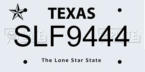 SLF9444 Texas License Plate