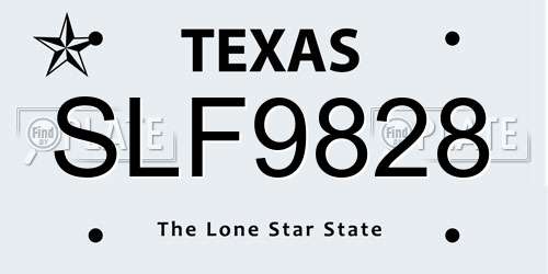 SLF9828 Texas License Plate