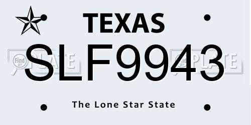 SLF9943 Texas License Plate