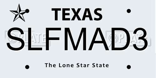 SLFMAD3 Texas License Plate