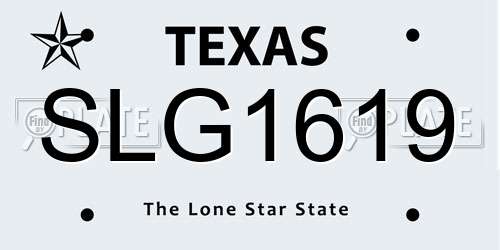 SLG1619 Texas License Plate