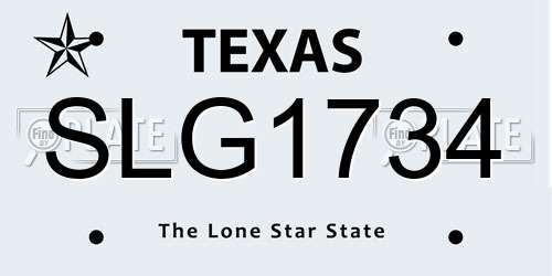 SLG1734 Texas License Plate