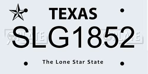 SLG1852 Texas License Plate