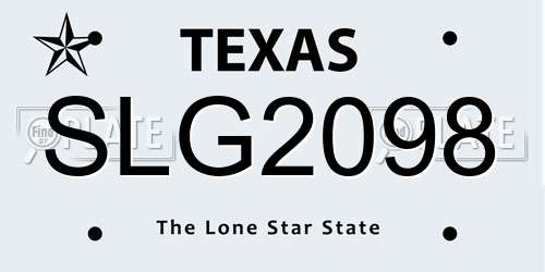 SLG2098 Texas License Plate