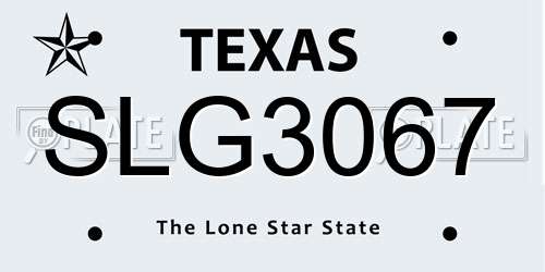 SLG3067 Texas License Plate