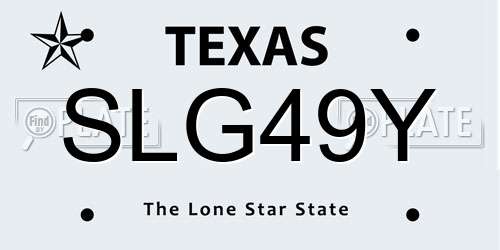 SLG49Y Texas License Plate
