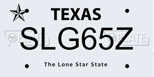 SLG65Z Texas License Plate