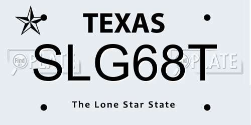SLG68T Texas License Plate