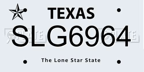 SLG6964 Texas License Plate