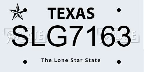 SLG7163 Texas License Plate