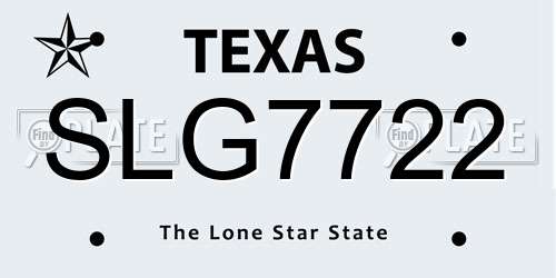 SLG7722 Texas License Plate