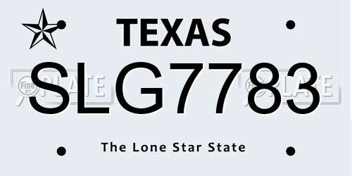 SLG7783 Texas License Plate