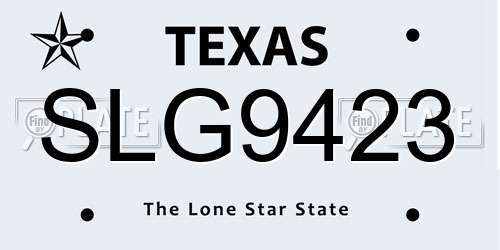 SLG9423 Texas License Plate