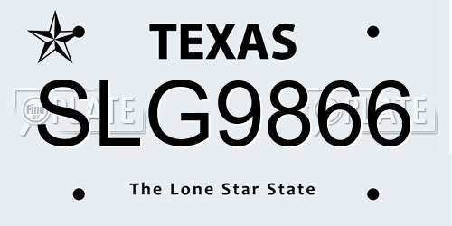 SLG9866 Texas License Plate