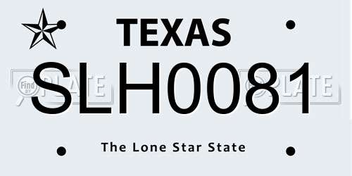 SLH0081 Texas License Plate