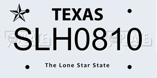 SLH0810 Texas License Plate