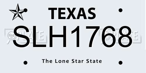 SLH1768 Texas License Plate