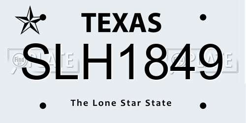 SLH1849 Texas License Plate