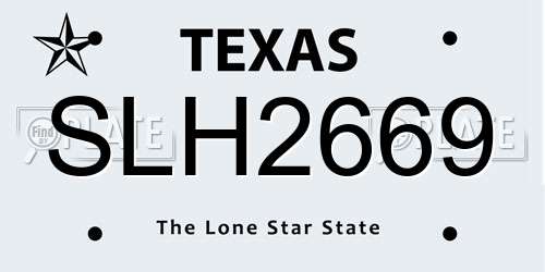 SLH2669 Texas License Plate