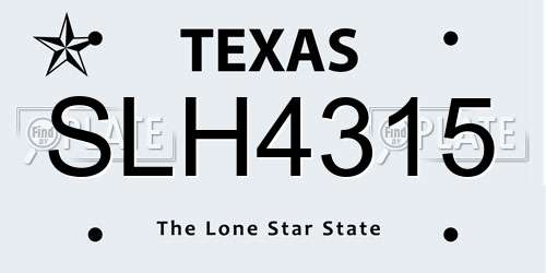 SLH4315 Texas License Plate