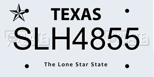 SLH4855 Texas License Plate