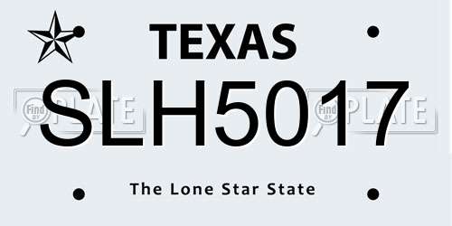 SLH5017 Texas License Plate