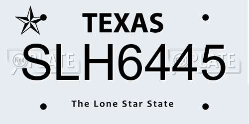SLH6445 Texas License Plate