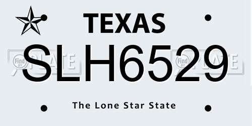 SLH6529 Texas License Plate