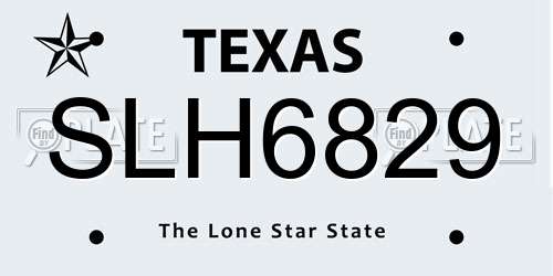SLH6829 Texas License Plate