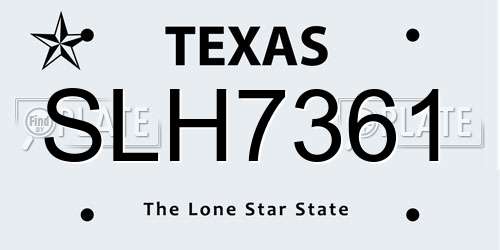 SLH7361 Texas License Plate