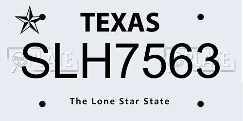 SLH7563 Texas License Plate
