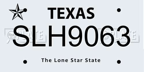 SLH9063 Texas License Plate