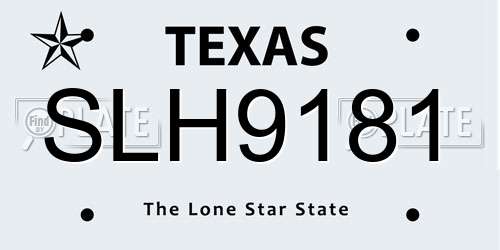 SLH9181 Texas License Plate