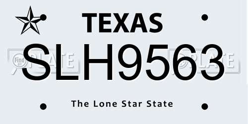 SLH9563 Texas License Plate
