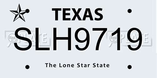 SLH9719 Texas License Plate