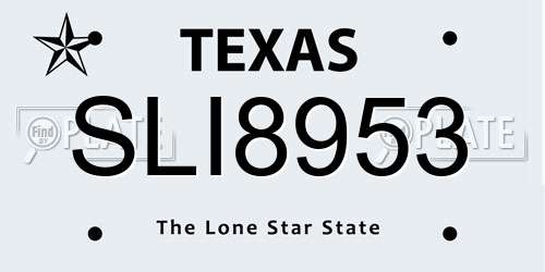 SLI8953 Texas License Plate