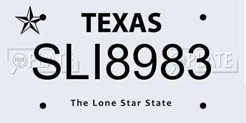 SLI8983 Texas License Plate