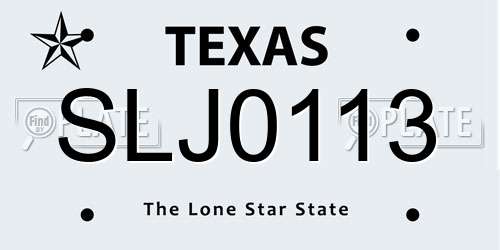 SLJ0113 Texas License Plate