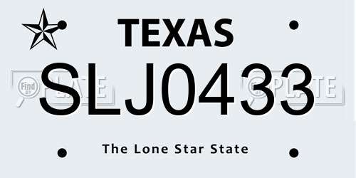 SLJ0433 Texas License Plate
